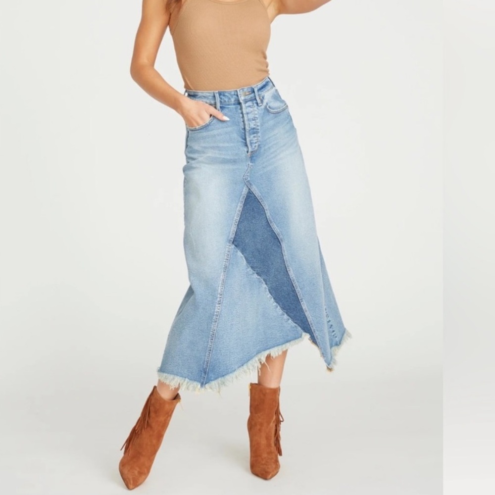 Free People DRIFTWOOD Denim Maxi Skirt